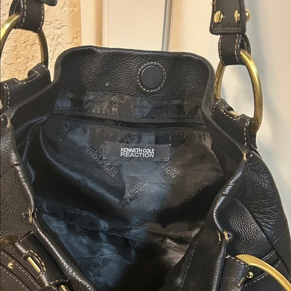 Black Studded Leather Shoulder Bag - Picture 4 of 4